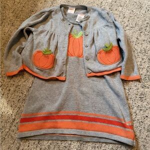 Gymboree Gray and Orange Pumpkin sweater Dress Set size 2t